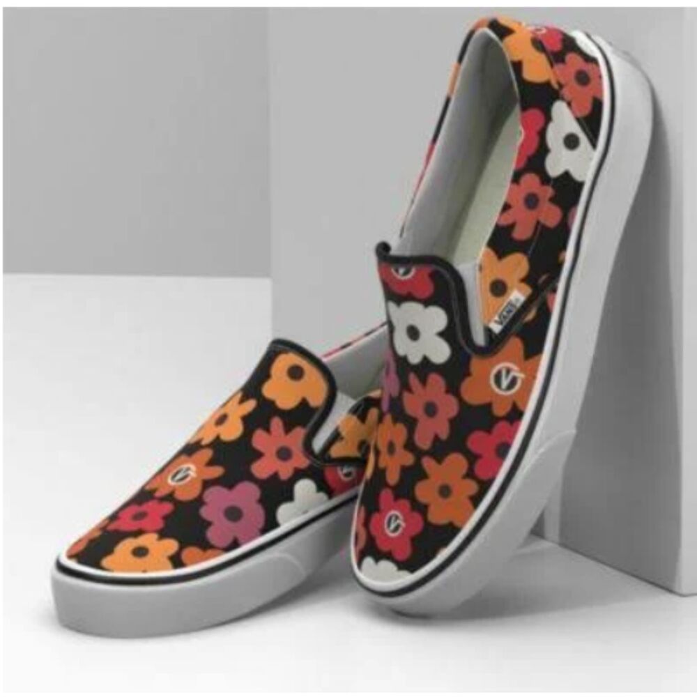 Vans Classic Slip On Flower Print Multicolor Unisex Rubber Shoes M 11.5/ W 13
